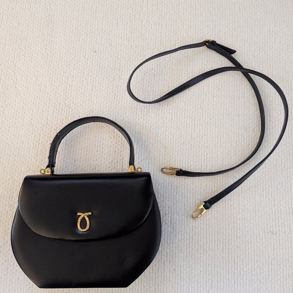 Black Leather Handbag by Launer